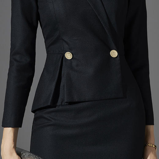 孤品-J8383083B颈袖添香2019秋冬新款时尚气质职业OL修身显瘦包臀羊毛女士连衣裙J8383083B 商品图3