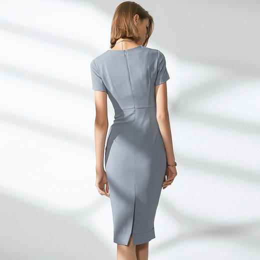 J9283601A颈袖添香OL连衣裙季新款职场装女中长款V领套头通勤包臀裙J9283601A 商品图2