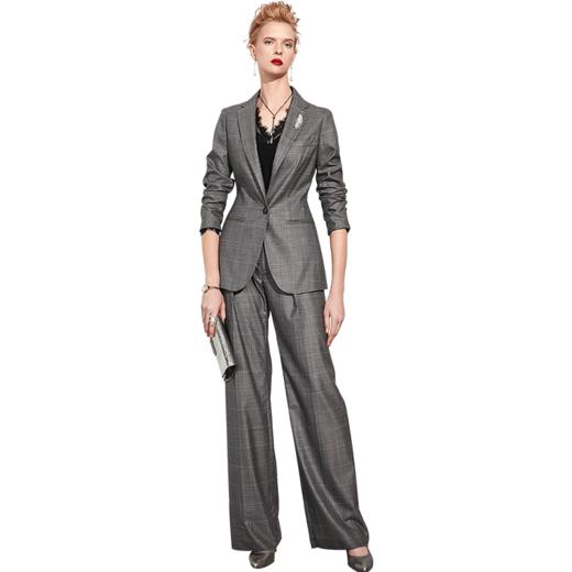 孤品 J91A3387颈袖添香小西装套装春装新款时尚职业装正装两件套西服女套裤J91A3387 商品图4