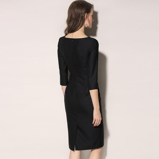 颈袖添香-连衣裙-小红裙 简约大气 干练修身 显瘦显白 J8182257C 商品图3