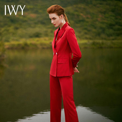 IWY/红色条纹长袖西装喇叭裤套装CP9311 商品图6