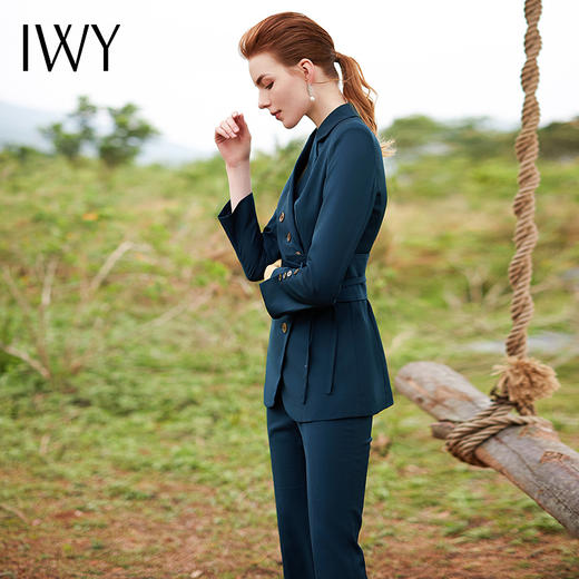 IWY/欧洲站早小众设计感英伦风腰带小西装职业OL修身洋气西服套装女CP9314 商品图6