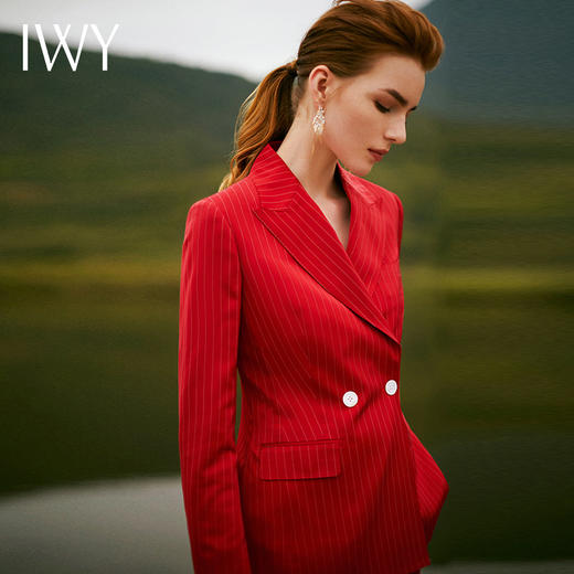IWY/红色条纹长袖西装喇叭裤套装CP9311 商品图7