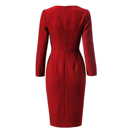 J5380367B颈袖添香春秋长袖红色收腰显瘦包臀气质职业装连衣裙女J5380367B 商品图4