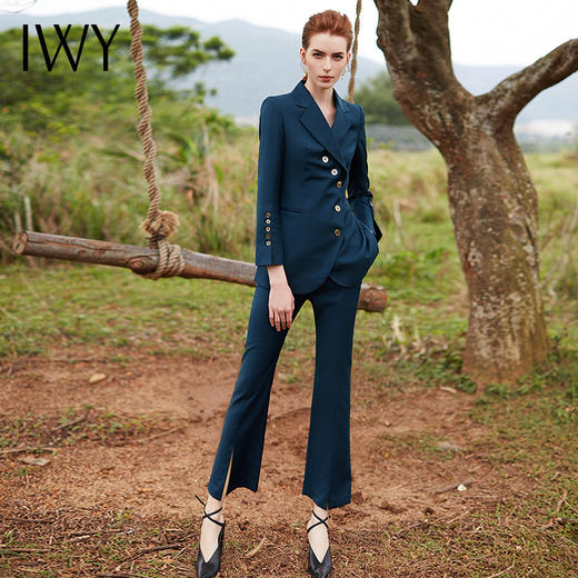 IWY/欧洲站早小众设计感英伦风腰带小西装职业OL修身洋气西服套装女CP9314 商品图3