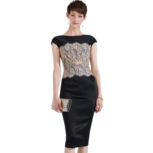 孤品-“蕾丝故事”J9283833颈袖添香新款OL显瘦修身包臀气质职场装连衣裙女中长款J9283833不退可换 商品图4