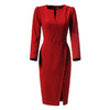 J5380367B颈袖添香春秋长袖红色收腰显瘦包臀气质职业装连衣裙女J5380367B 商品缩略图3