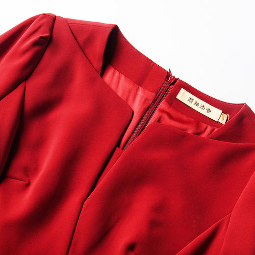 J5380367B颈袖添香春秋长袖红色收腰显瘦包臀气质职业装连衣裙女J5380367B 商品图1