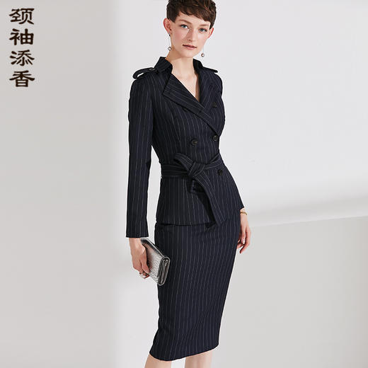 颈袖添香-套裙-J8303044B颈袖添香秋女装正装时尚气质女神范西装套裙职业装裙子套装J8303044B 商品图0