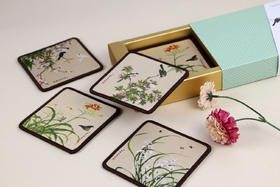 丝绸艺术杯垫隔热纳米涂层防水餐垫创意古风垫子文创礼物