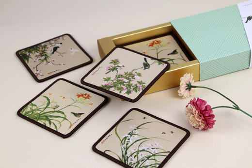 丝绸艺术杯垫隔热纳米涂层防水餐垫创意古风垫子文创礼物 商品图0