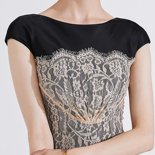 孤品-“蕾丝故事”J9283833颈袖添香新款OL显瘦修身包臀气质职场装连衣裙女中长款J9283833不退可换 商品图3