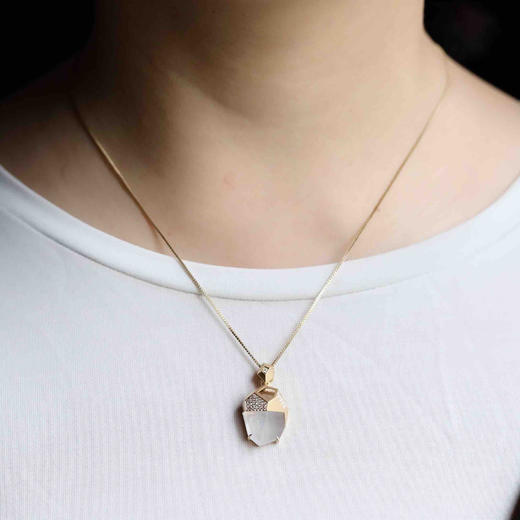 几何金高冰种雪花棉翡翠吊坠18k黄金钻石镶嵌 商品图12