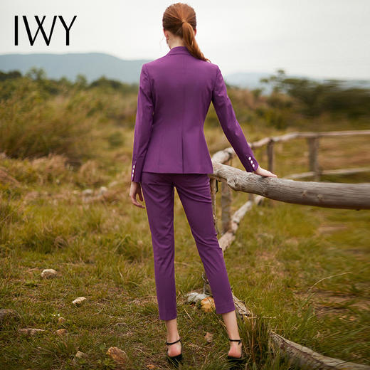 IWY/紫色西装套装双排扣收腰干练气质职业女装 商品图3