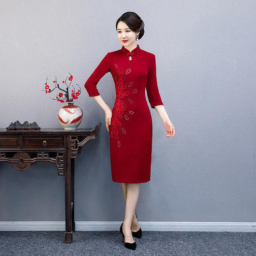 WXG-19988中式复古婚宴南韩丝礼服旗袍 商品图0