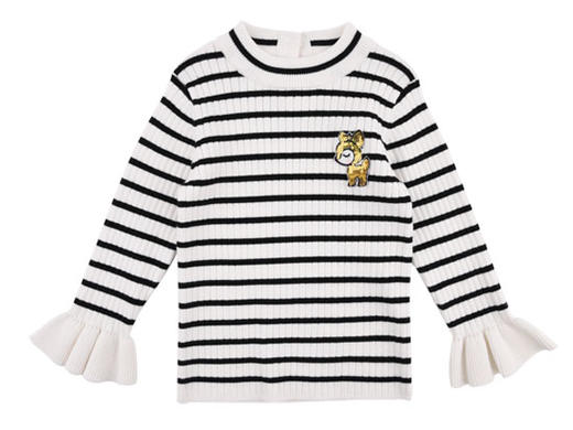 棉果果秋冬季女童棉线条纹套头毛衫M422160519711 商品图1