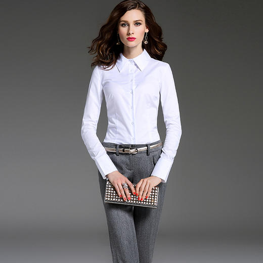 J7331712A颈袖添香装新款ol白衬衫女修身时尚女士衬衣J7331712A（四季可穿） 商品图1