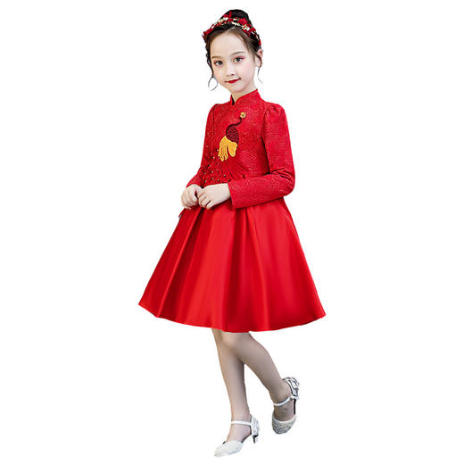 AM-秋季刺绣孔雀新款中国风儿童公主裙宝宝裙子 商品图4