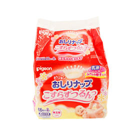 【一般贸易】日本贝亲湿巾pigeon肤滋润儿童婴儿手口PP湿巾（添加乳液配方） 66X3包 婴儿护肤湿巾