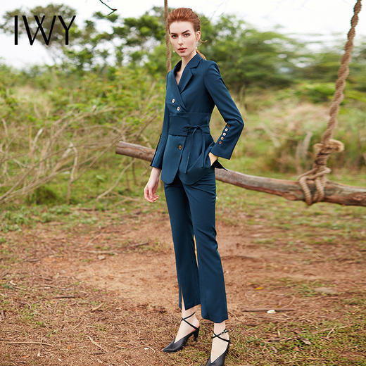IWY/欧洲站早小众设计感英伦风腰带小西装职业OL修身洋气西服套装女CP9314 商品图1