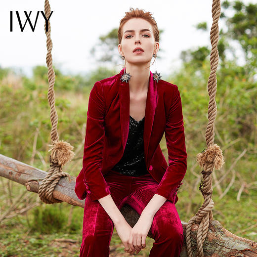 IWY/红色职业装气质女神范小西装西服套装女微喇裤长裤CP9317 商品图8