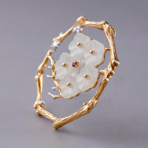 明代和田白玉“雪媚娘”镶金项坠 商品图1