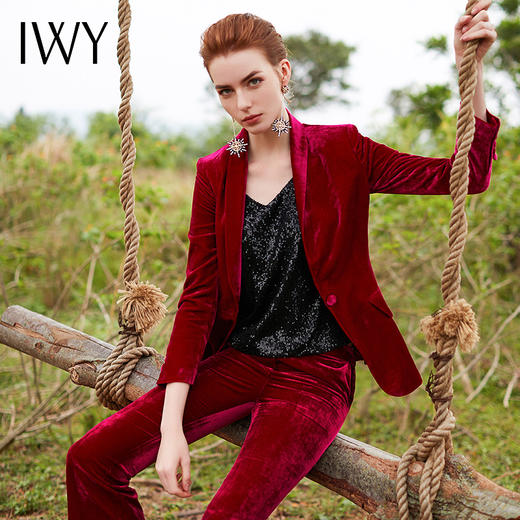 IWY/红色职业装气质女神范小西装西服套装女微喇裤长裤CP9317 商品图7