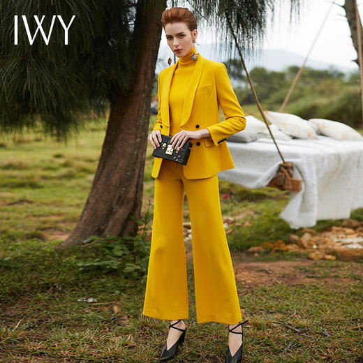 IWY/新品黄色西装大刀领双排修身立体职业套装CP9326 商品图3