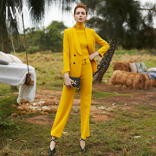IWY/新品黄色西装大刀领双排修身立体职业套装CP9326 商品图5