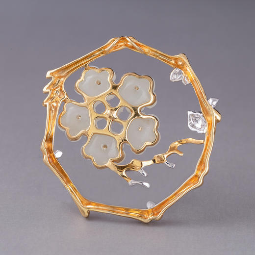 明代和田白玉“雪媚娘”镶金项坠 商品图3