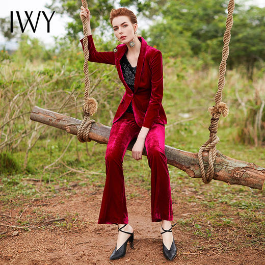 IWY/红色职业装气质女神范小西装西服套装女微喇裤长裤CP9317 商品图6