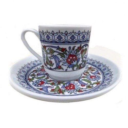 经典版KUTAHYA郁金香花纹土耳其咖啡杯碟（960007）