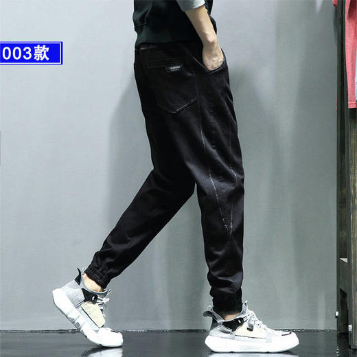 秋季弹力宽松牛仔裤男士工装裤哈伦裤大码小脚束脚裤9分裤胖子 商品图4