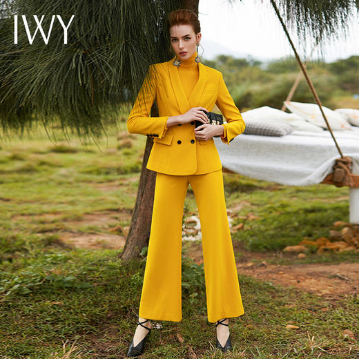 IWY/新品黄色西装大刀领双排修身立体职业套装CP9326 商品图7