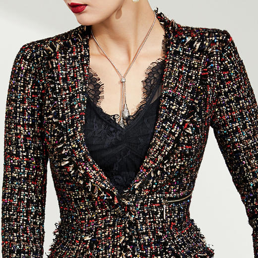 孤品 J83A2956颈袖添香秋冬新款时尚气质优雅名媛正装职业装套装套裤两件套J83A2956（不退不换） 商品图2