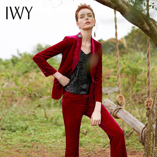IWY/红色职业装气质女神范小西装西服套装女微喇裤长裤CP9317 商品图5