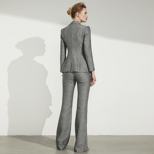 人字纹 孤品-J83A3092颈袖添香小西装套装2019春秋新款时尚职业装正装羊毛西服女两件套J83A3092不退可换 商品图1