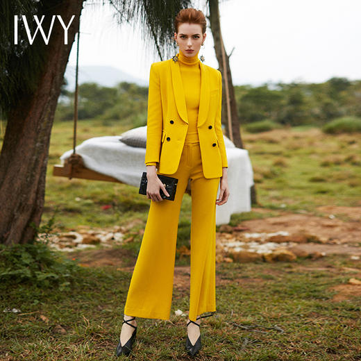 IWY/新品黄色西装大刀领双排修身立体职业套装CP9326 商品图1