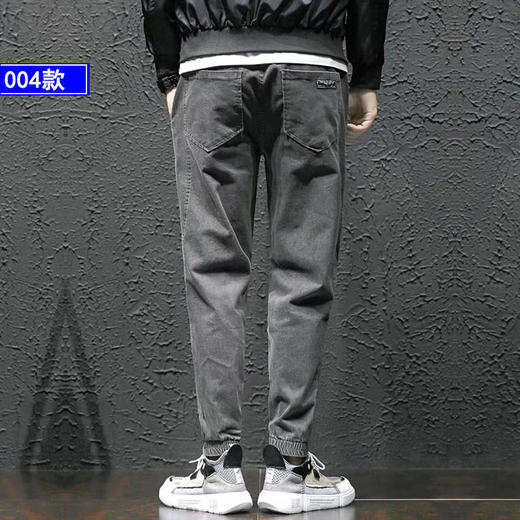 秋季弹力宽松牛仔裤男士工装裤哈伦裤大码小脚束脚裤9分裤胖子 商品图6
