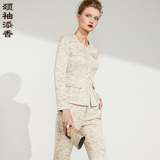 孤品 3005颈袖添香时尚修身优雅气质女神范名媛小香风套裤 正码正拍 不退不换 商品图0