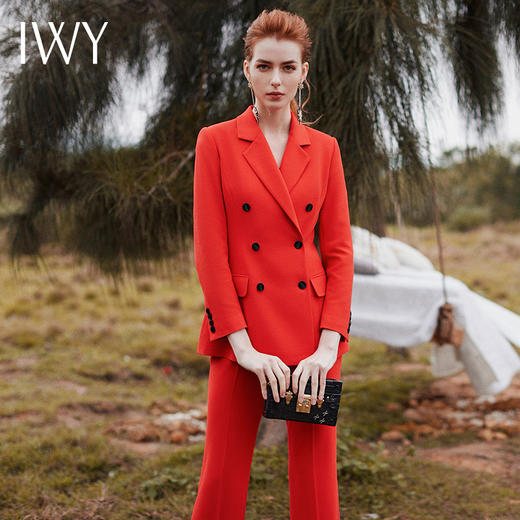 IWY/橘红色西装双排扣职业套装CP9308 商品图4