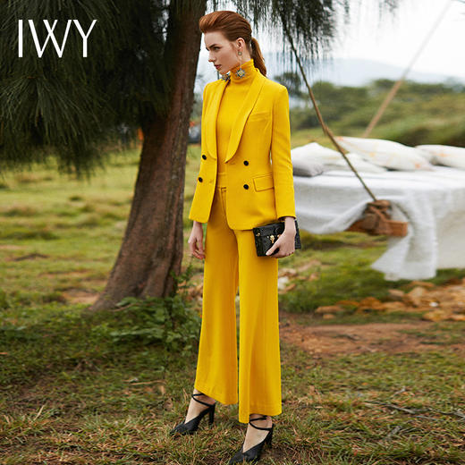 IWY/新品黄色西装大刀领双排修身立体职业套装CP9326 商品图4