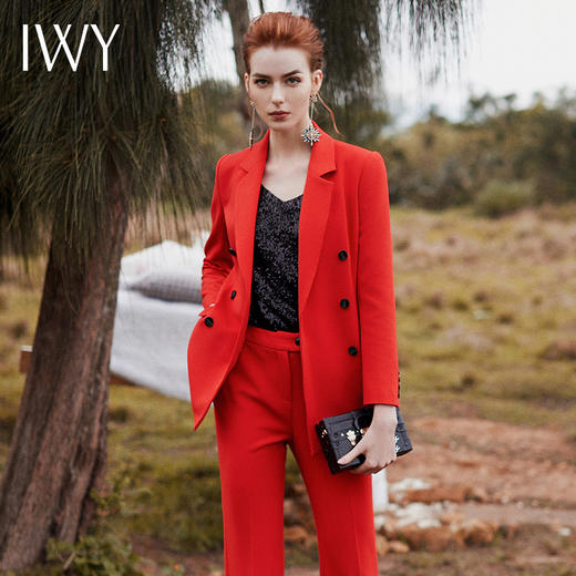 IWY/橘红色西装双排扣职业套装CP9308 商品图6