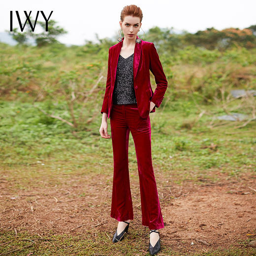 IWY/红色职业装气质女神范小西装西服套装女微喇裤长裤CP9317 商品图1