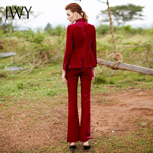 IWY/红色职业装气质女神范小西装西服套装女微喇裤长裤CP9317 商品图3