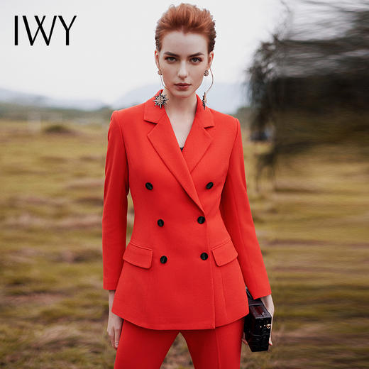 IWY/橘红色西装双排扣职业套装CP9308 商品图5