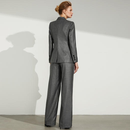 “女总裁”套裤-J83A3378 西装套裤 干练自信权威气场 阔腿 灰色条纹 商品图1