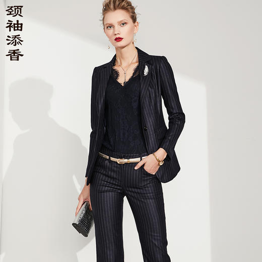 颈袖添香-套裤-J91A3376颈袖添香小西装套装装新款时尚职场装商务正装长袖套裤女J91A3376 商品图0