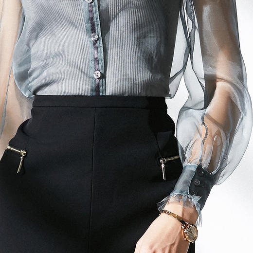 “巴洛克宫廷”颈袖添香新款时尚修身桑蚕丝雪纺衫上衣衬衣女式真丝衬衫J9233588（四季可穿） 商品图12