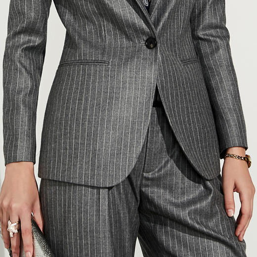 “女总裁”套裤-J83A3378 西装套裤 干练自信权威气场 阔腿 灰色条纹 商品图3